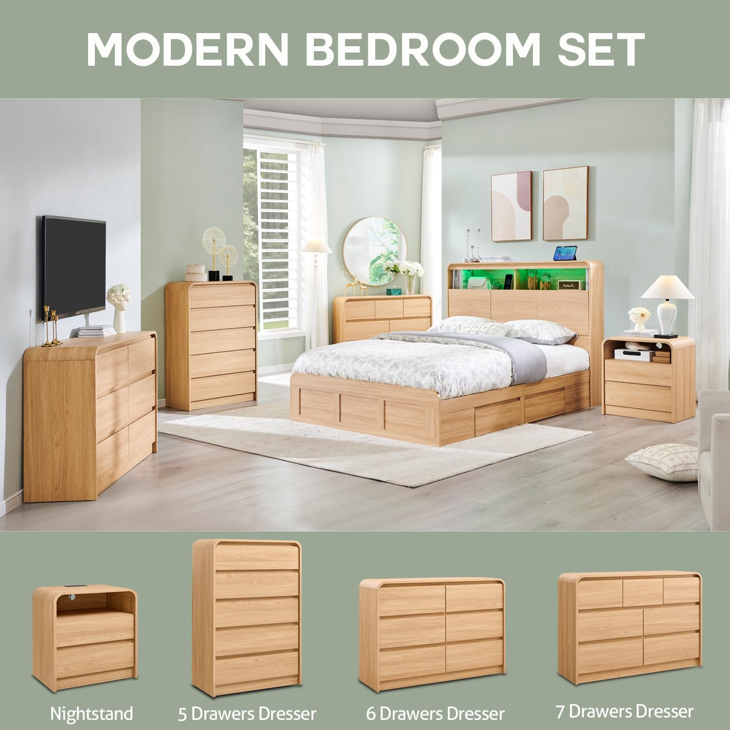 Modern 7 Drawers Dresser