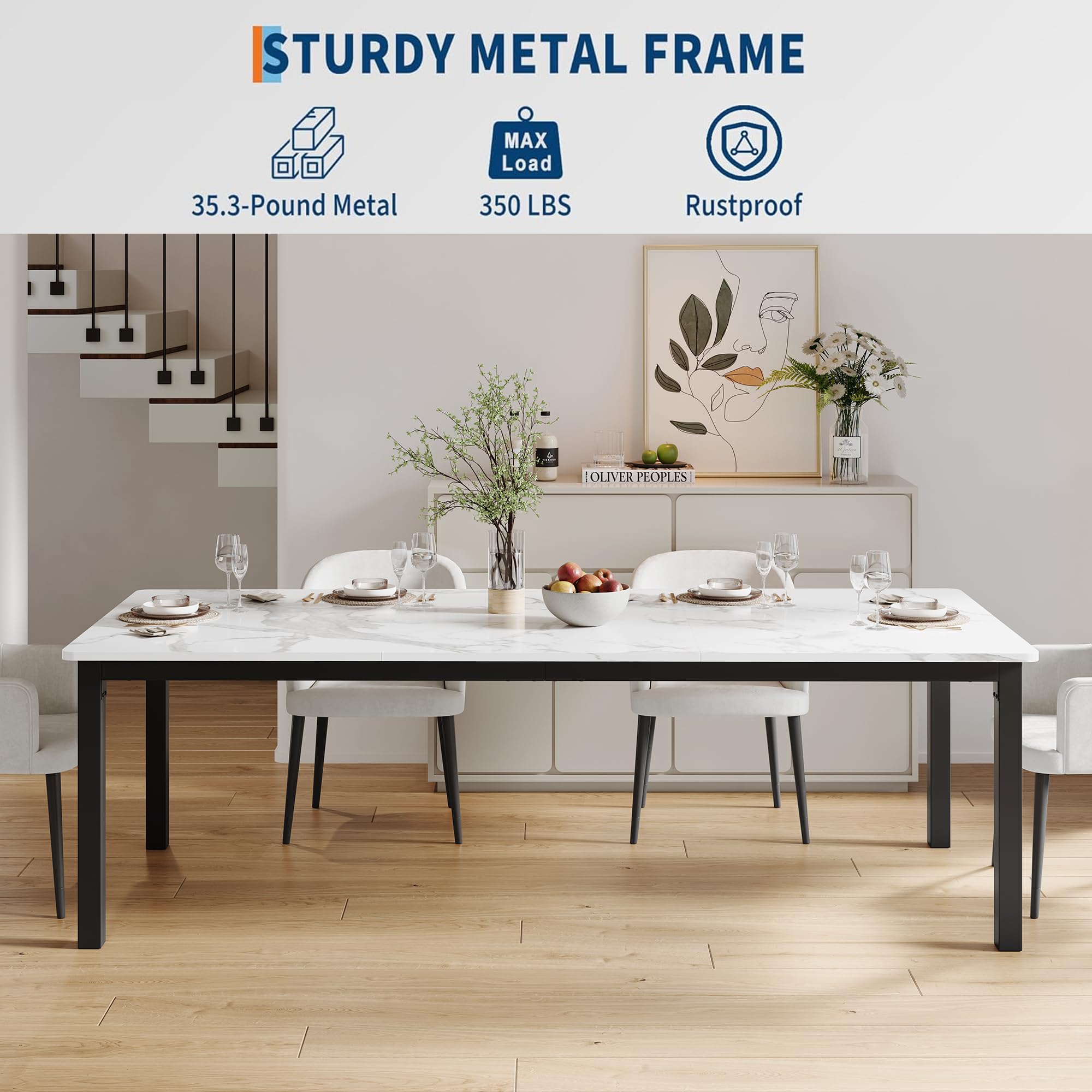 Industrial Dining Table for 6 People