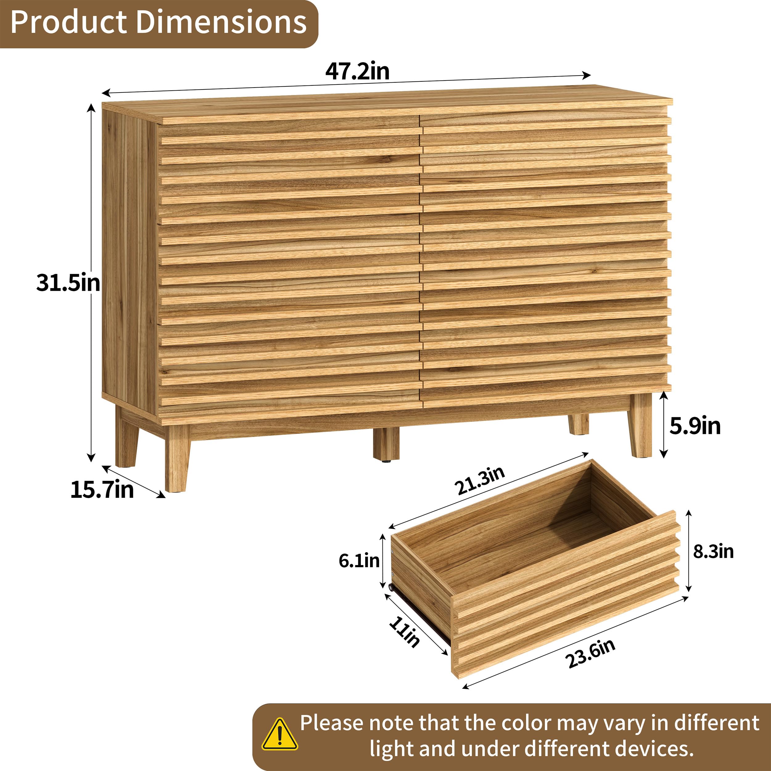 Wood 6 Drawer Dresser